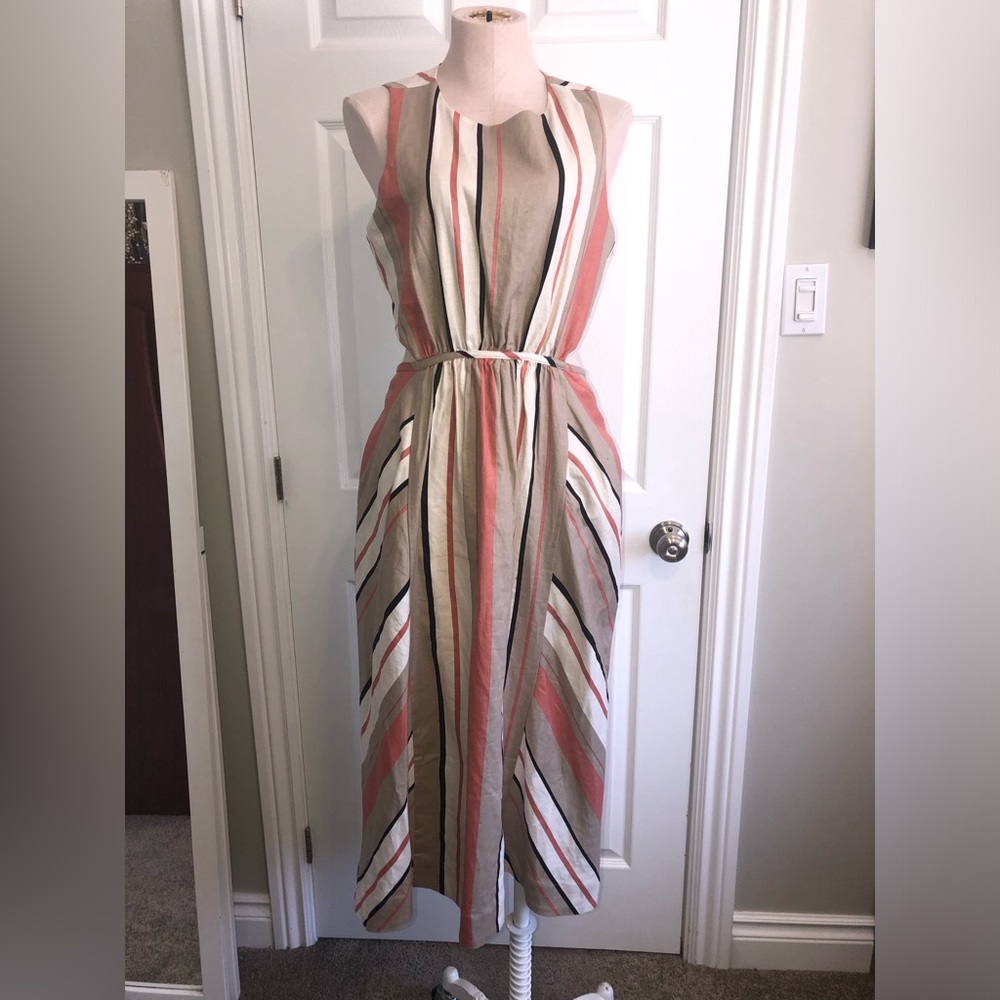 Banana Republic Linen Blend Cut Out Midi Dress